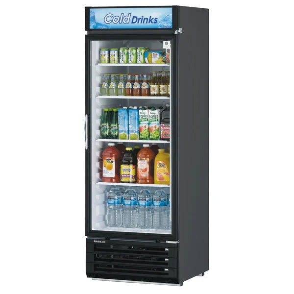 Turbo Air TGM-22RVB-N6 TG Series 28.75'' Black 1 Section Swing Refrigerated Glass Door Merchandiser