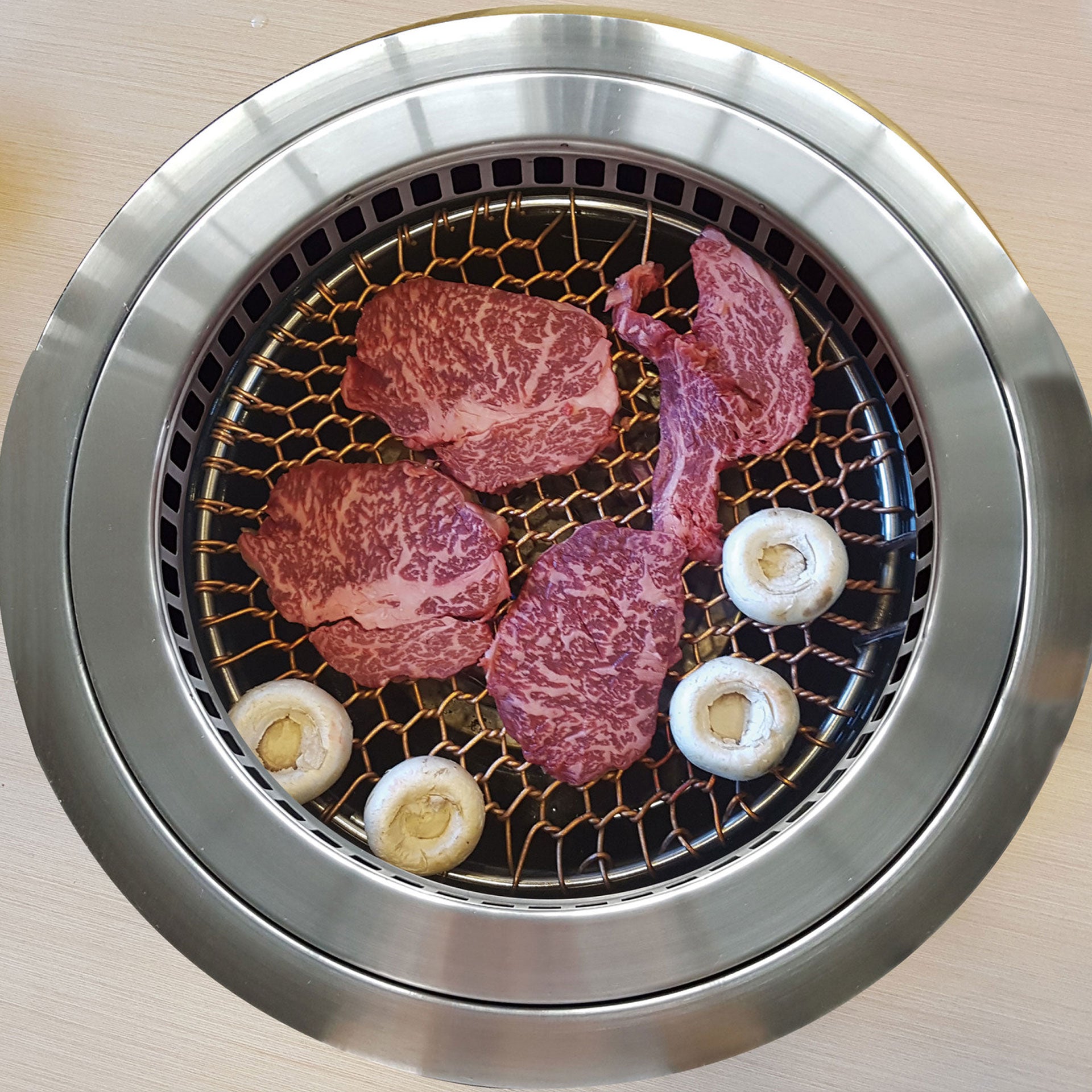 SAYCOOK DB-2017G Down-Draft Gas Roaster w/ SC-9700 Hood Box Table Stand & Filter Box - Korean BBQ Grill - Smokeless, Easy to Clean - NO TABLE TOP