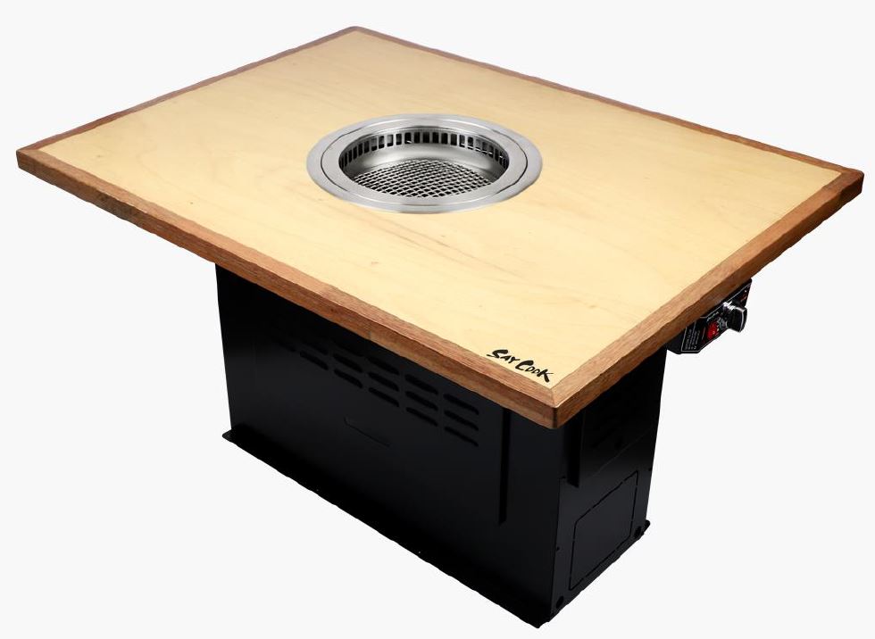 SAYCOOK DB-2017G Down-Draft Gas Roaster w/ SC-9700 Hood Box Table Stand & Filter Box - Korean BBQ Grill - Smokeless, Easy to Clean - NO TABLE TOP