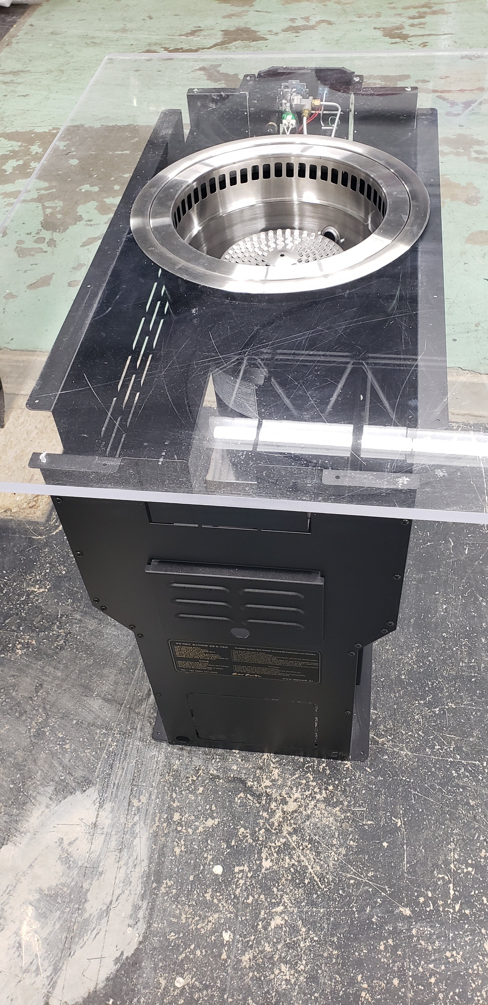 SAYCOOK DB-2017G Down-Draft Gas Roaster w/ SC-9700 Hood Box Table Stand & Filter Box - Korean BBQ Grill - Smokeless, Easy to Clean - NO TABLE TOP