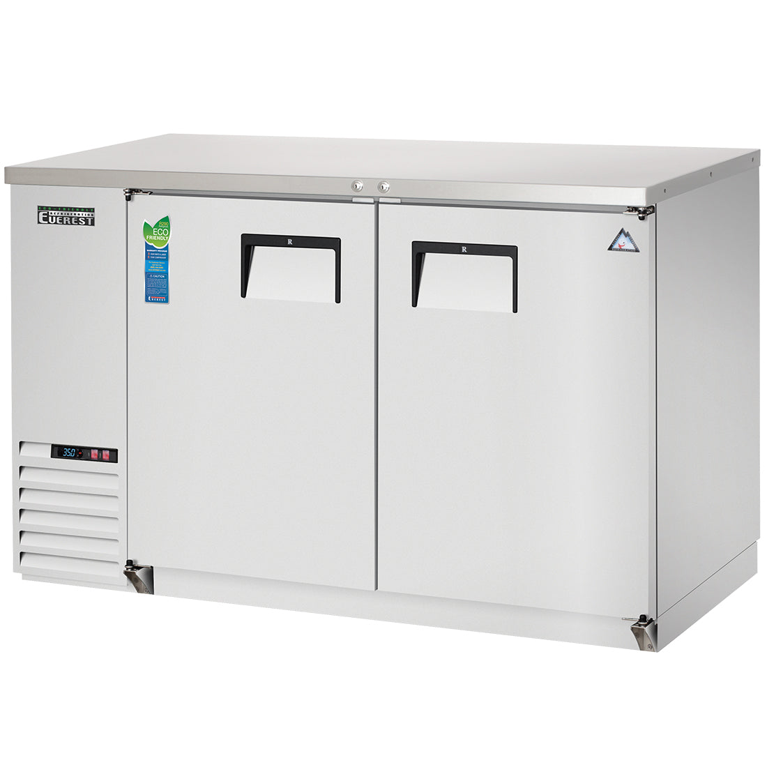 Everest EB Series-EBB48-SS Stainless Steel Two Section Solid Door Back Bar Cooler - 14 Cu. Ft.