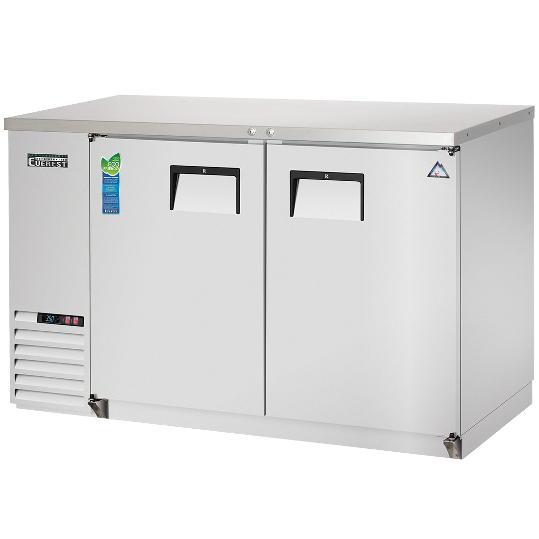 Everest EB Series-EBB59-SS Stainless Steel Two Section Solid Door Back Bar Cooler - 20 Cu. Ft.