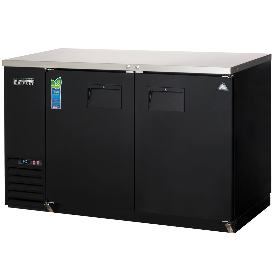 Everest EB Series-EBB59 Black Two Section Solid Door Back Bar Cooler - 20 Cu. Ft.