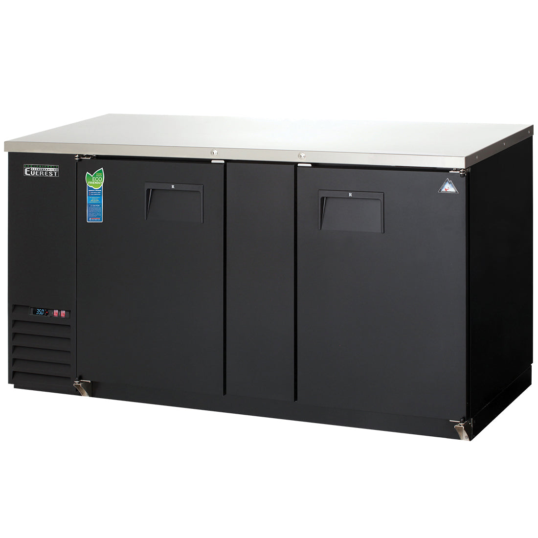 Everest EB Series-EBB69 Black Two Section Solid Door Back Bar Cooler - 24 Cu. Ft.