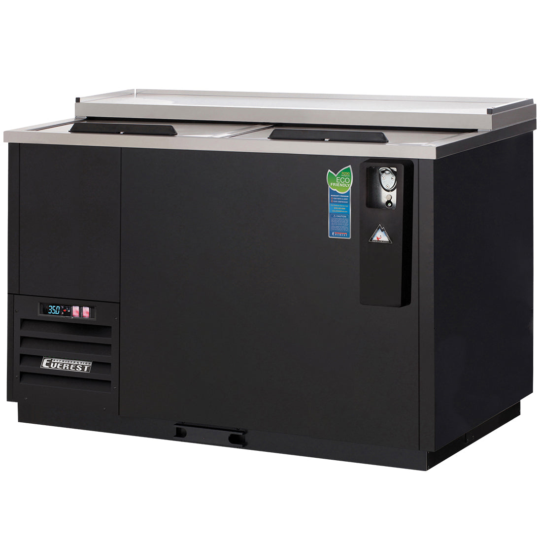 Everest EB Series-EBC50 Black Horizontal Bottle Cooler - 15 Cu. Ft.