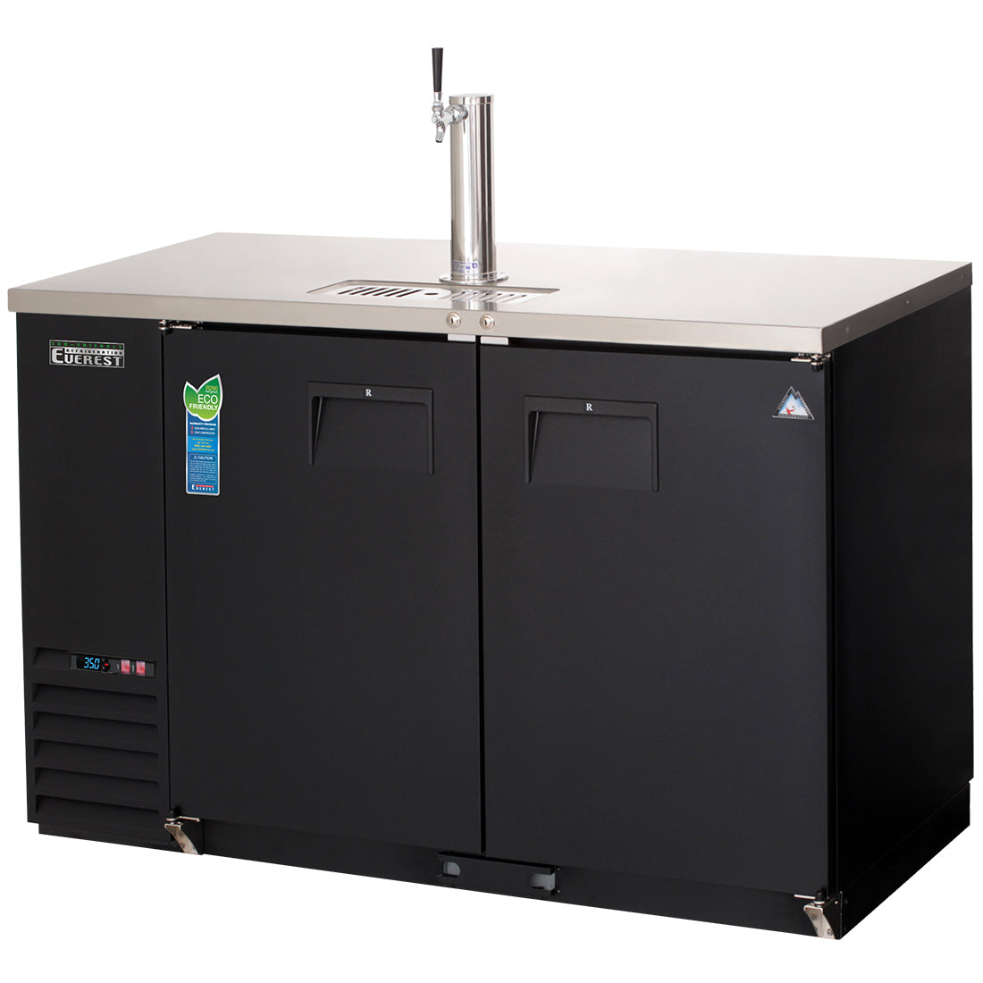 Everest EB Series-EBD2-BB-24 Black Two Section Solid Door Back Bar/Direct Draw Keg Refrigerator - 1 Keg