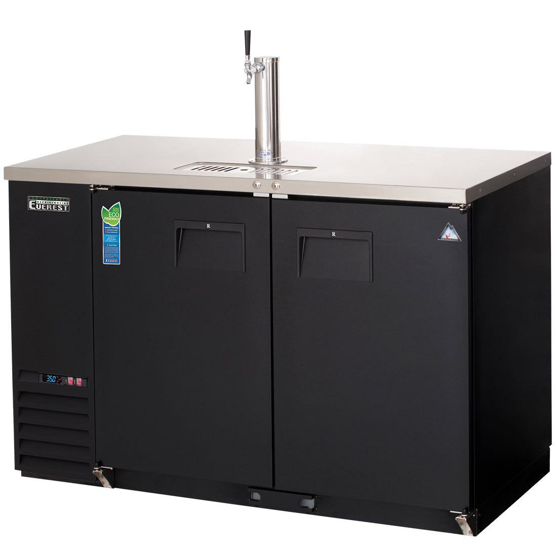 Everest EB Series-EBD2-BB Black Two Section Solid Door Back Bar/Direct Draw Keg Refrigerator - 1 Keg
