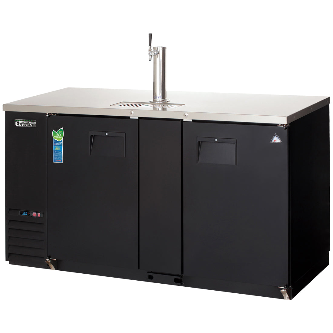 Everest EB Series-EBD3-BB-24 Black Two Section Solid Door Back Bar/Direct Draw Keg Refrigerator - 1 Keg/1 Slim Barrel