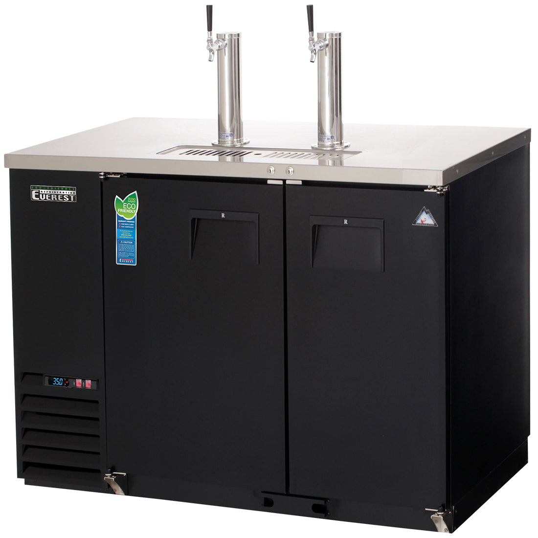 Everest EB Series-EBDS2-24 Black Two Section Direct Draw Keg Refrigerator - 1 Keg/1 Slim Barrel