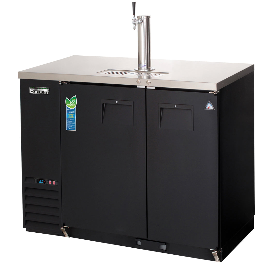 Everest EB Series-EBDS2-BB-24 Black Two Section Solid Door Back Bar/Direct Draw Keg Refrigerator - 1 Keg