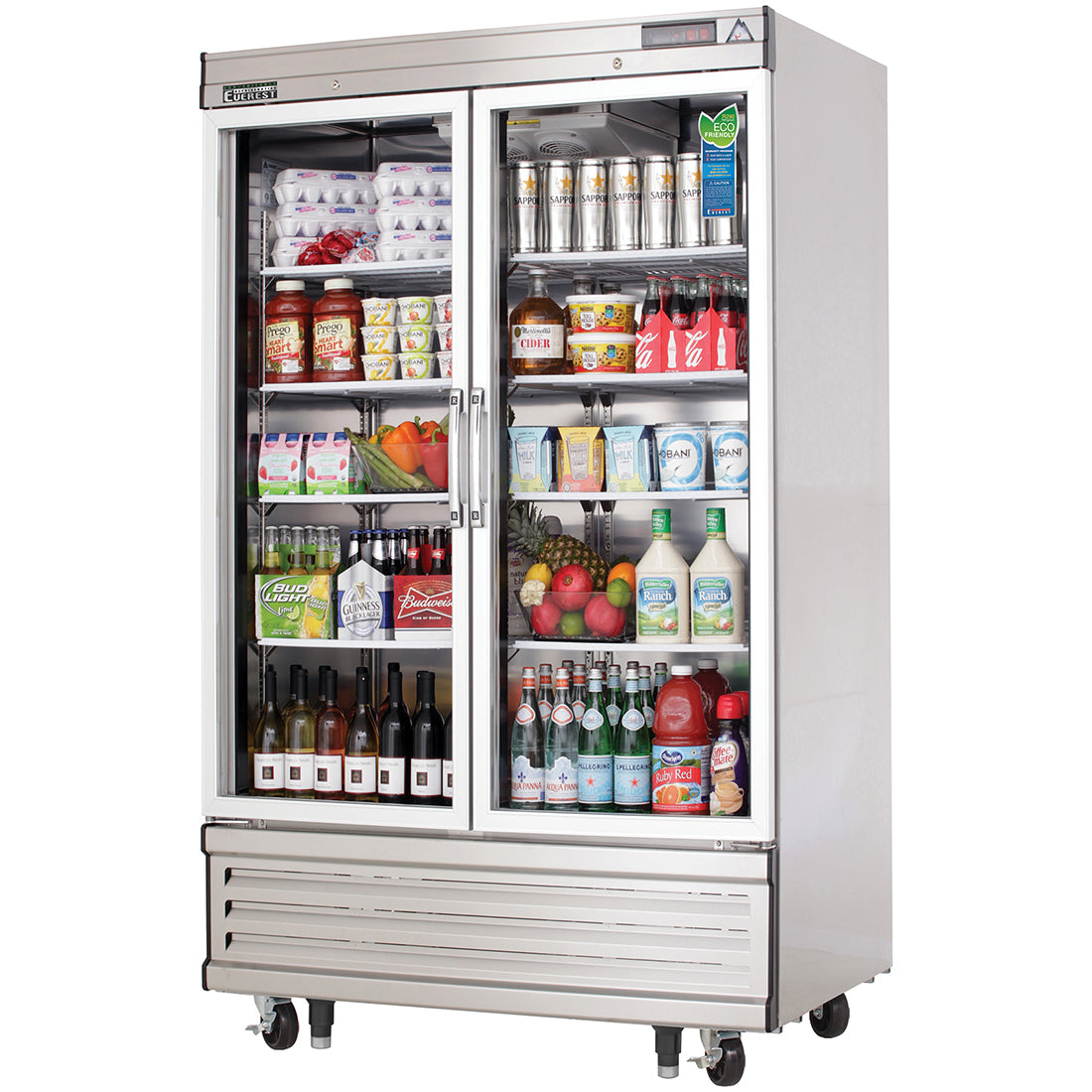 Everest EB Series-EBGNR2 Two Section Glass Door Upright Reach-In Refrigerator - 33 Cu. Ft.