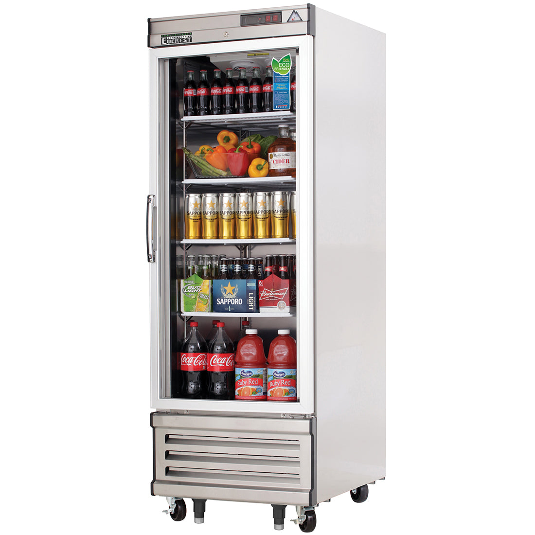 Everest EB Series-EBGR1 One Section Glass Door Upright Reversible Door Reach-In Refrigerator - 21 Cu. Ft.
