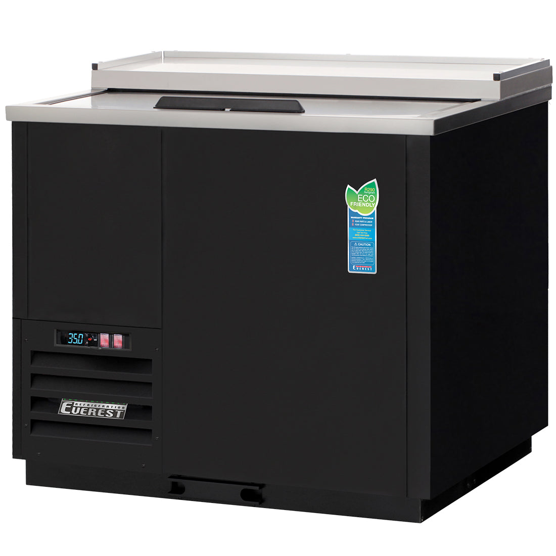 Everest EG Series-EGC37 Black Solid Slide Lid Glass and Plate Chiller - 11 Cu. Ft.