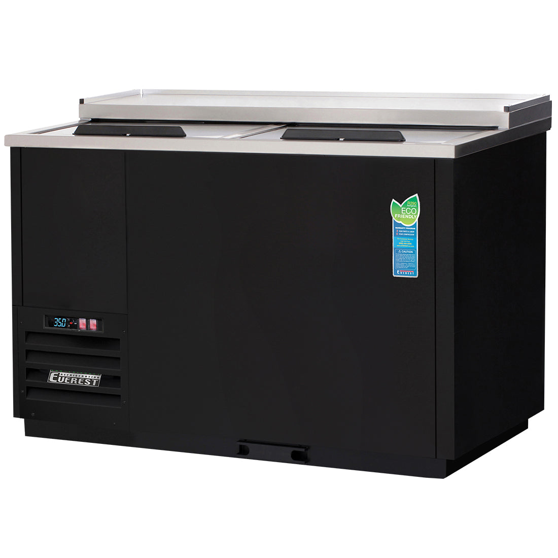 Everest EG Series-EGC50 Black Solid Slide Lid Glass and Plate Chiller - 15 Cu. Ft.