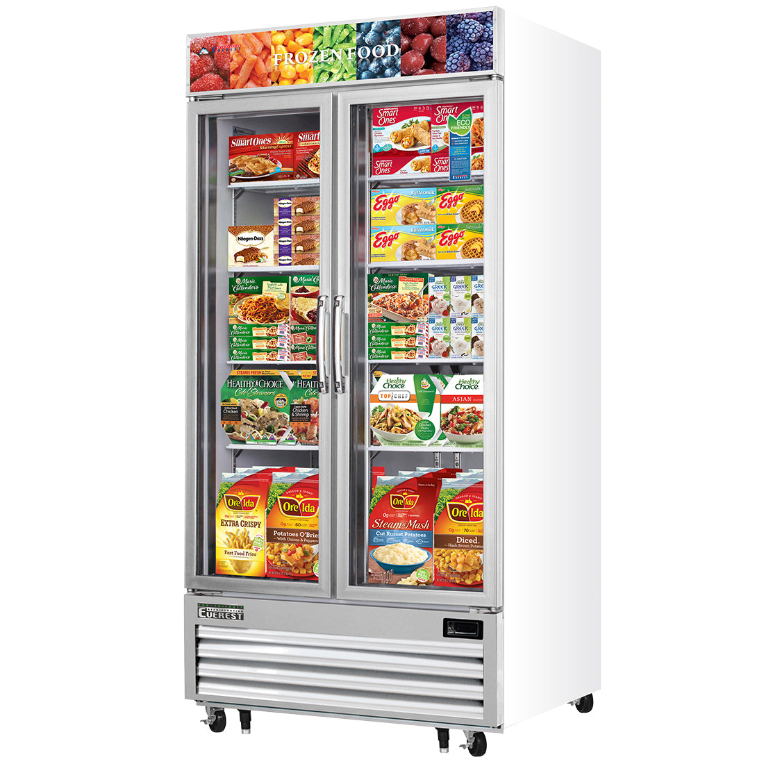 Everest EM Series-EMGF36 Double Swing Glass Door Merchandiser Freezer - 36 Cu. Ft.