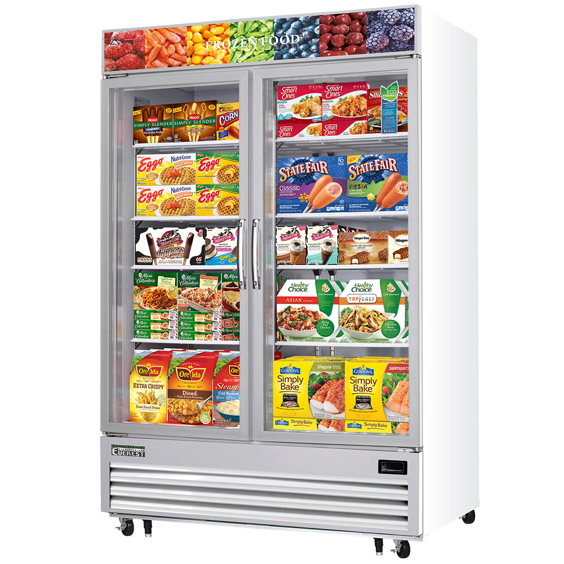 Everest EM Series-EMGF48 Double Swing Glass Door Merchandiser Freezer - 48 Cu. Ft.