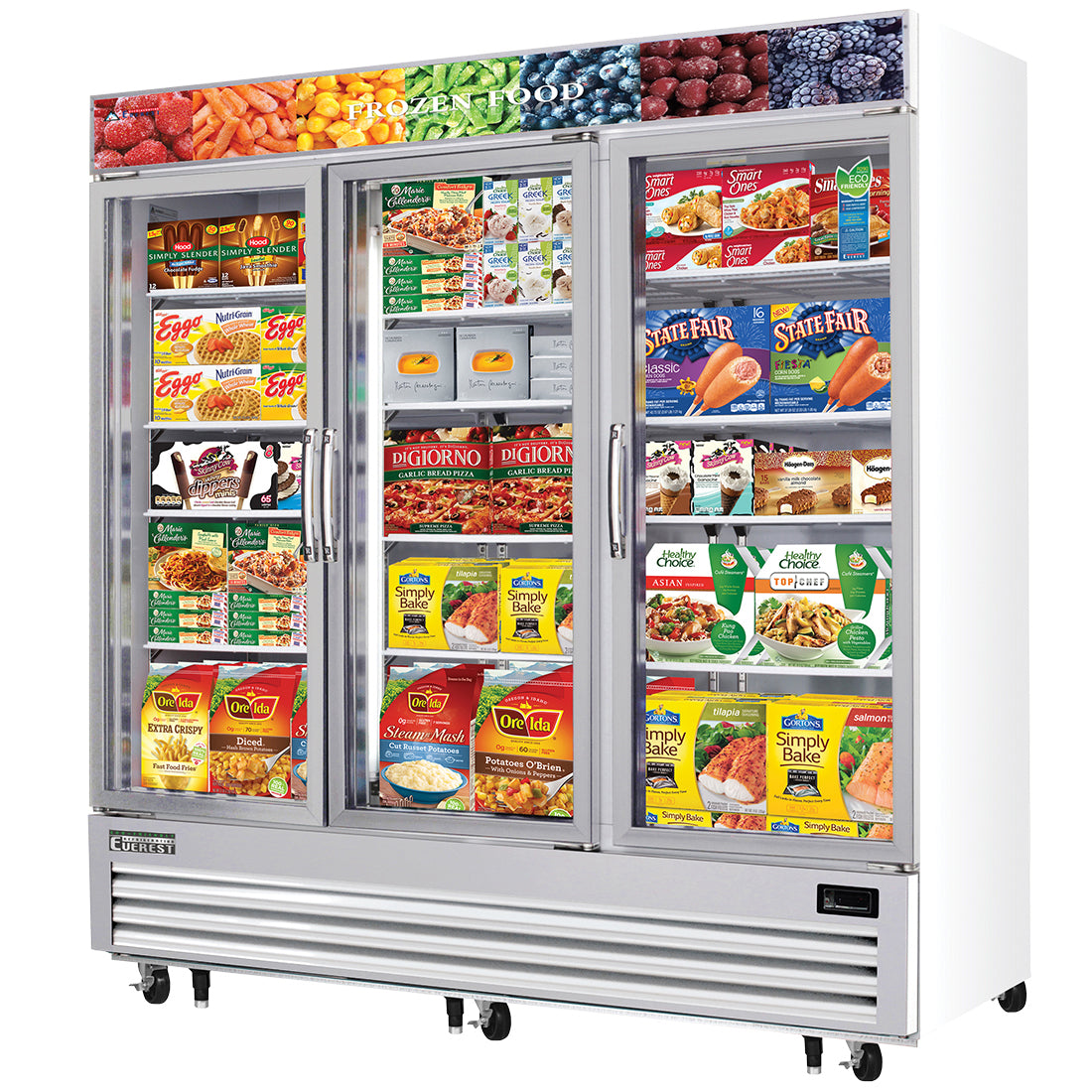 Everest EM Series-EMGF69 Triple Swing Glass Door Merchandiser Freezer - 69 Cu. Ft.