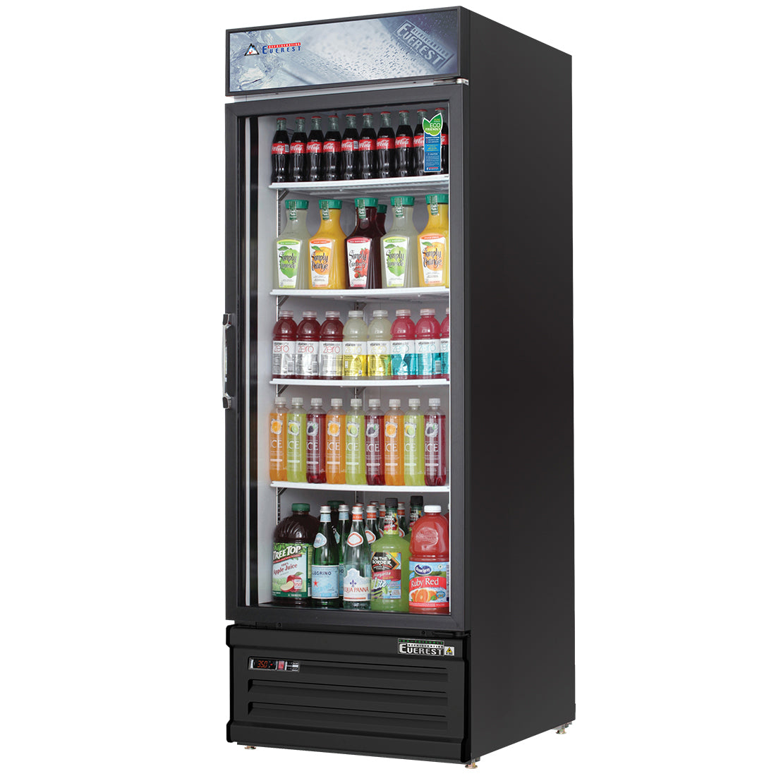 Everest EM Series-EMGR24B Black Single Swing Glass Door Merchandiser Refrigerator - 25 Cu. Ft.