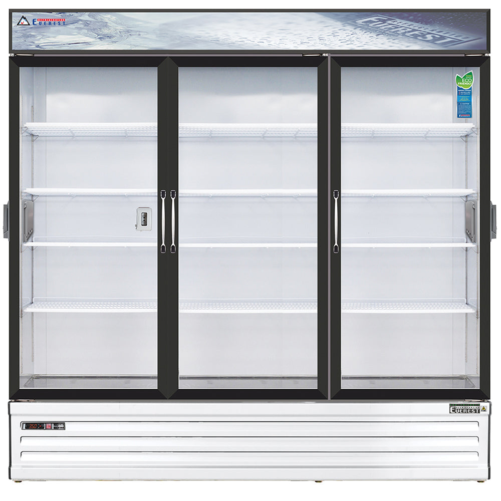 Everest EM Series-EMSGR69C White Three Swing Glass Door Chromatography Refrigerator - 71 Cu. Ft.