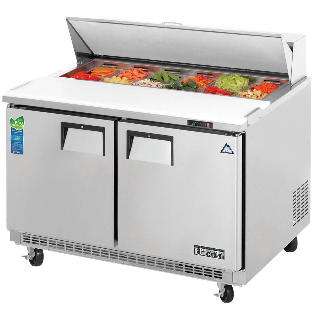 Everest EP Series-EPBNR2 Two Door Back Mount Sandwich Prep Table - 13 Cu. Ft.