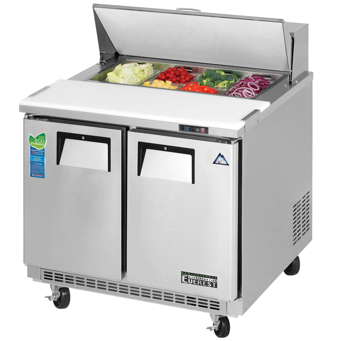 Everest EP Series-EPBNSR2 Two Door Back Mount Sandwich Prep Table - 10 Cu. Ft.