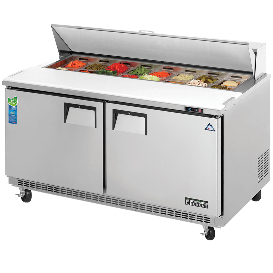 Everest EP Series-EPBNWR2 Two Door Back Mount Sandwich Prep Table - 16 Cu. Ft.
