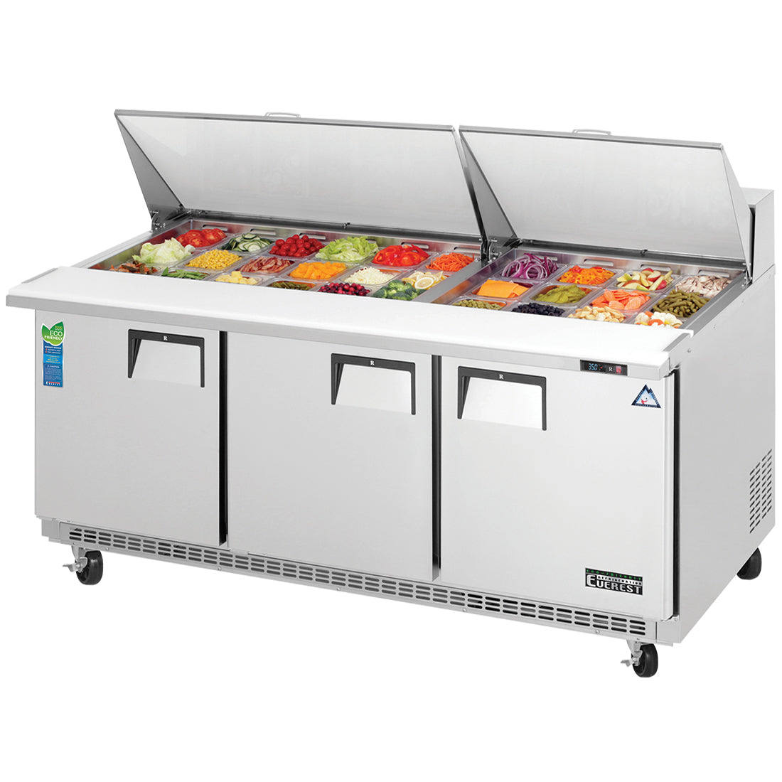 Everest EP Series-EPBR3 Three Section Back Mount Mega-Top Sandwich Prep Table - 19 Cu. Ft.