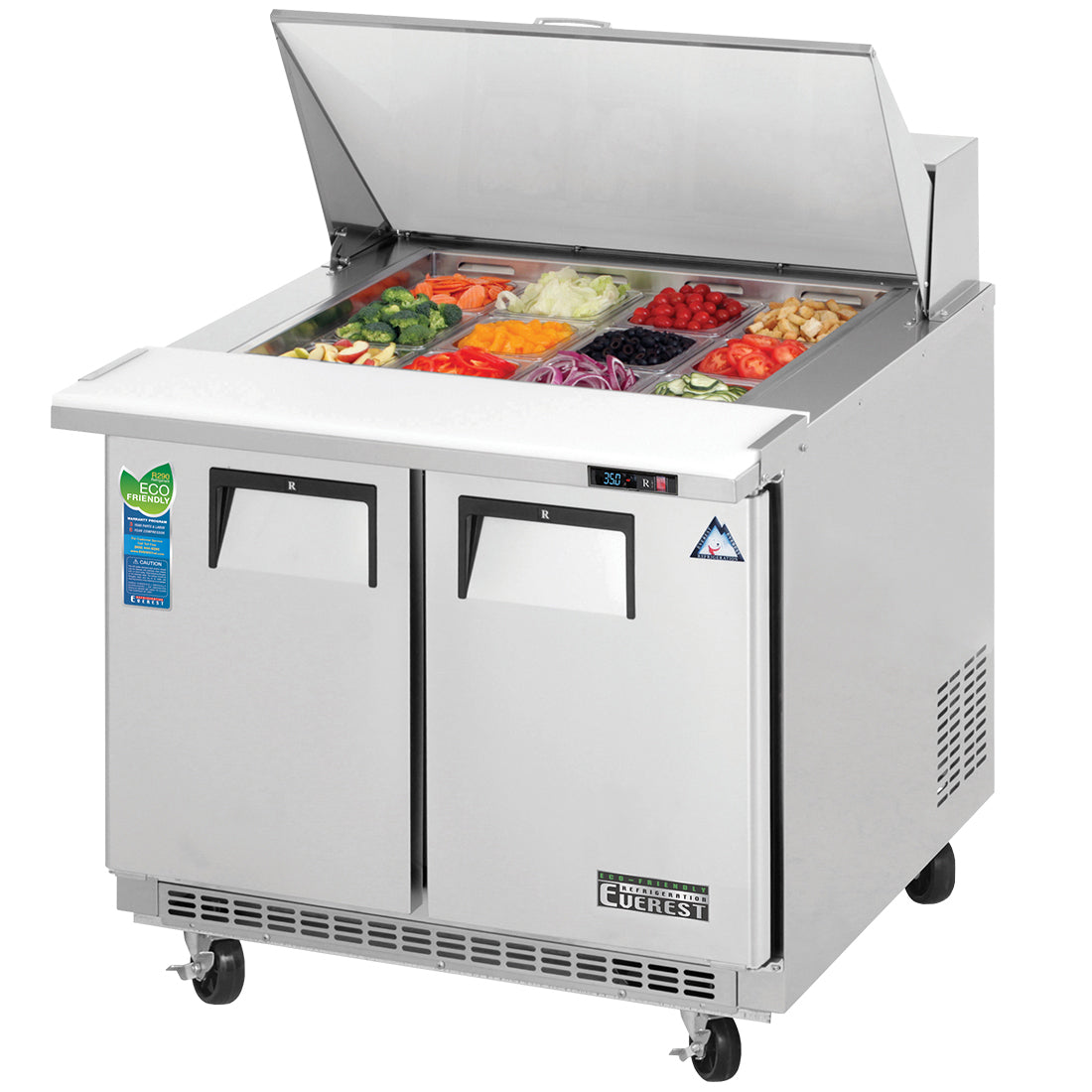 Everest EP Series-EPBSR2 Two Section Back Mount Mega-Top Sandwich Prep Table - 10 Cu. Ft.