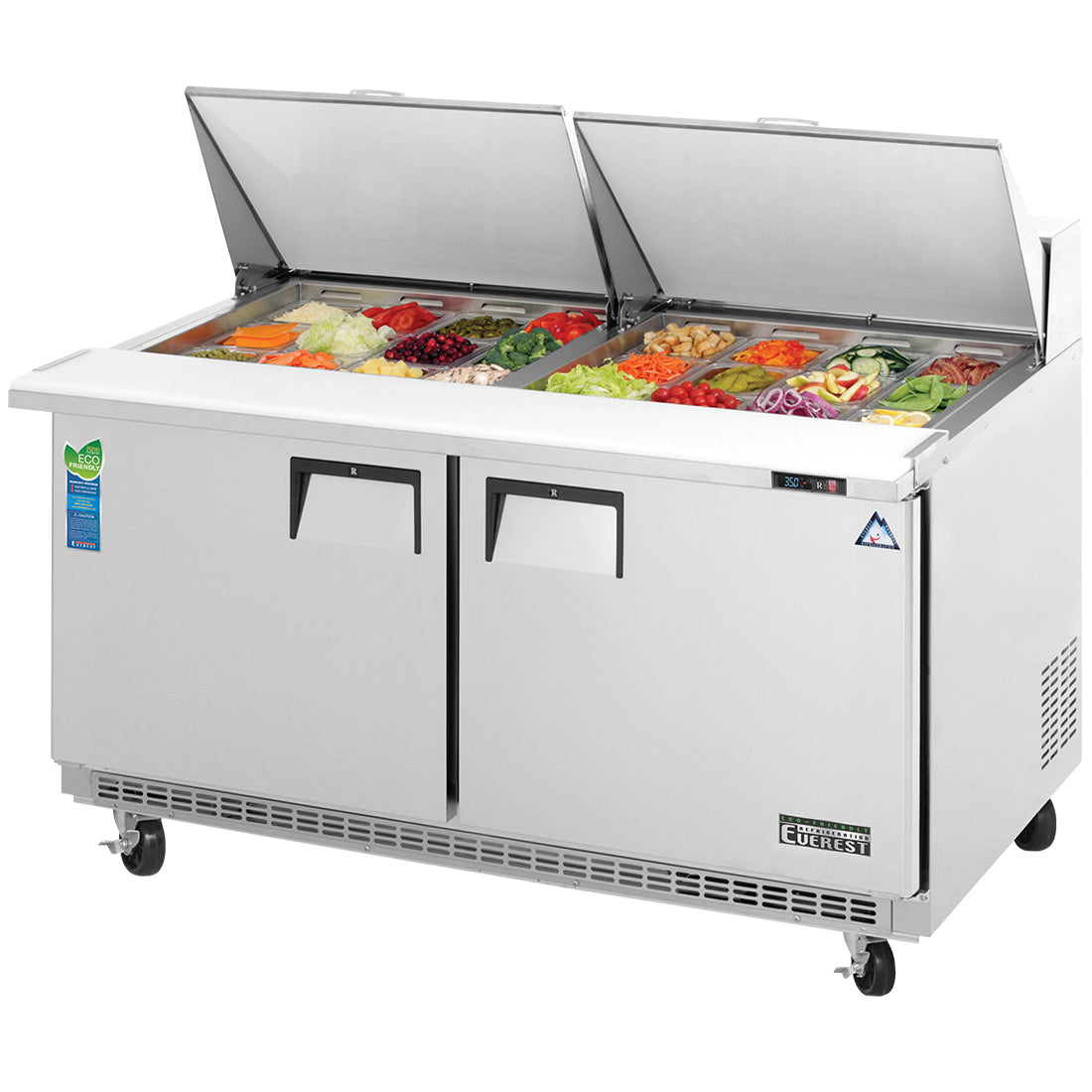 Everest EP Series-EPBWR2 Two Section Back Mount Mega-Top Sandwich Prep Table - 16 Cu. Ft.
