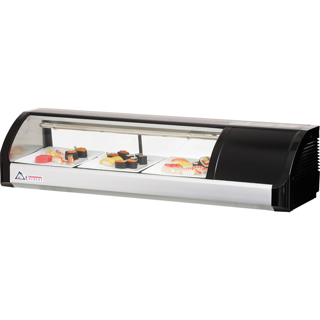 Everest ES Series-ESC47R Right Compressor Curved Glass Refrigerated Sushi Case - 1.5 Cu. Ft.