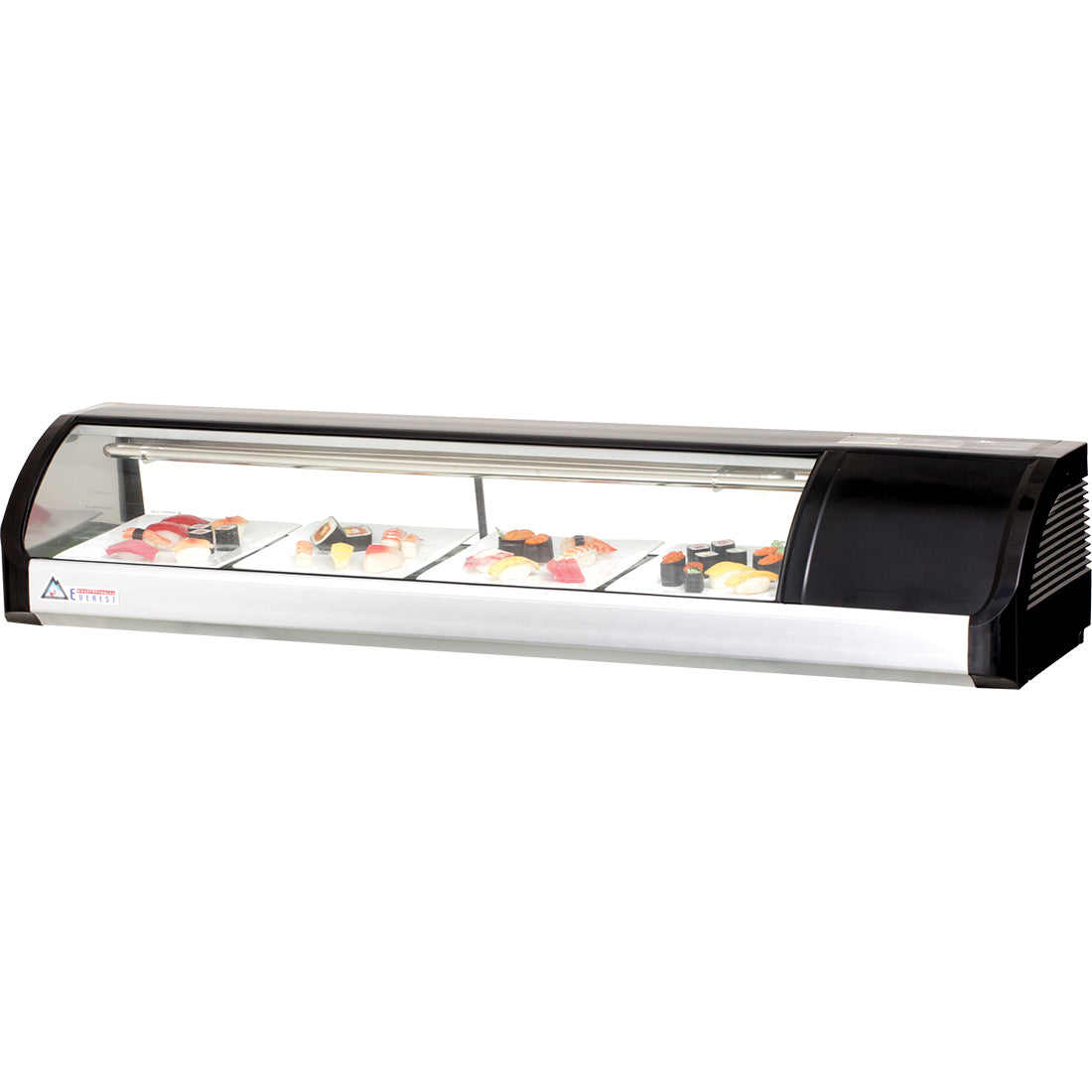 Everest ES Series-ESC59R Right Compressor Curved Glass Refrigerated Sushi Case - 2 Cu. Ft.