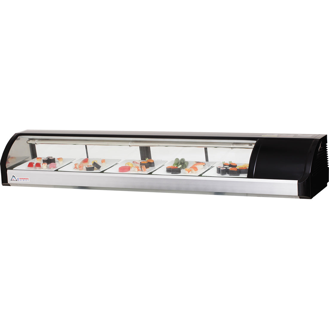 Everest ES Series-ESC71R Right Compressor Curved Glass Refrigerated Sushi Case - 2.5 Cu. Ft.