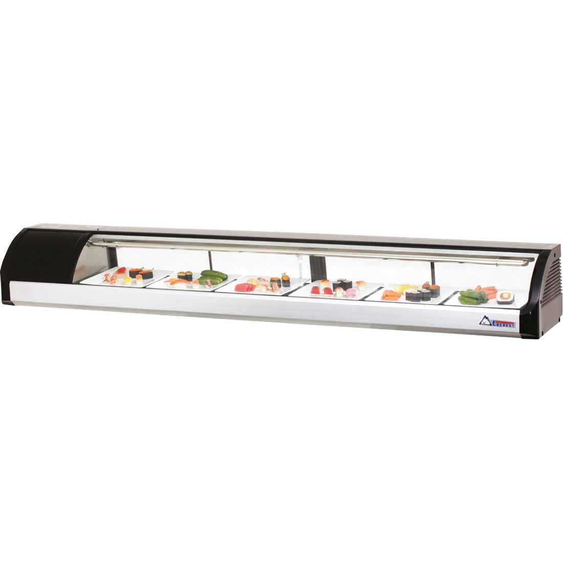 Everest ES Series-ESC83L Left Compressor Curved Glass Refrigerated Sushi Case - 3 Cu. Ft.