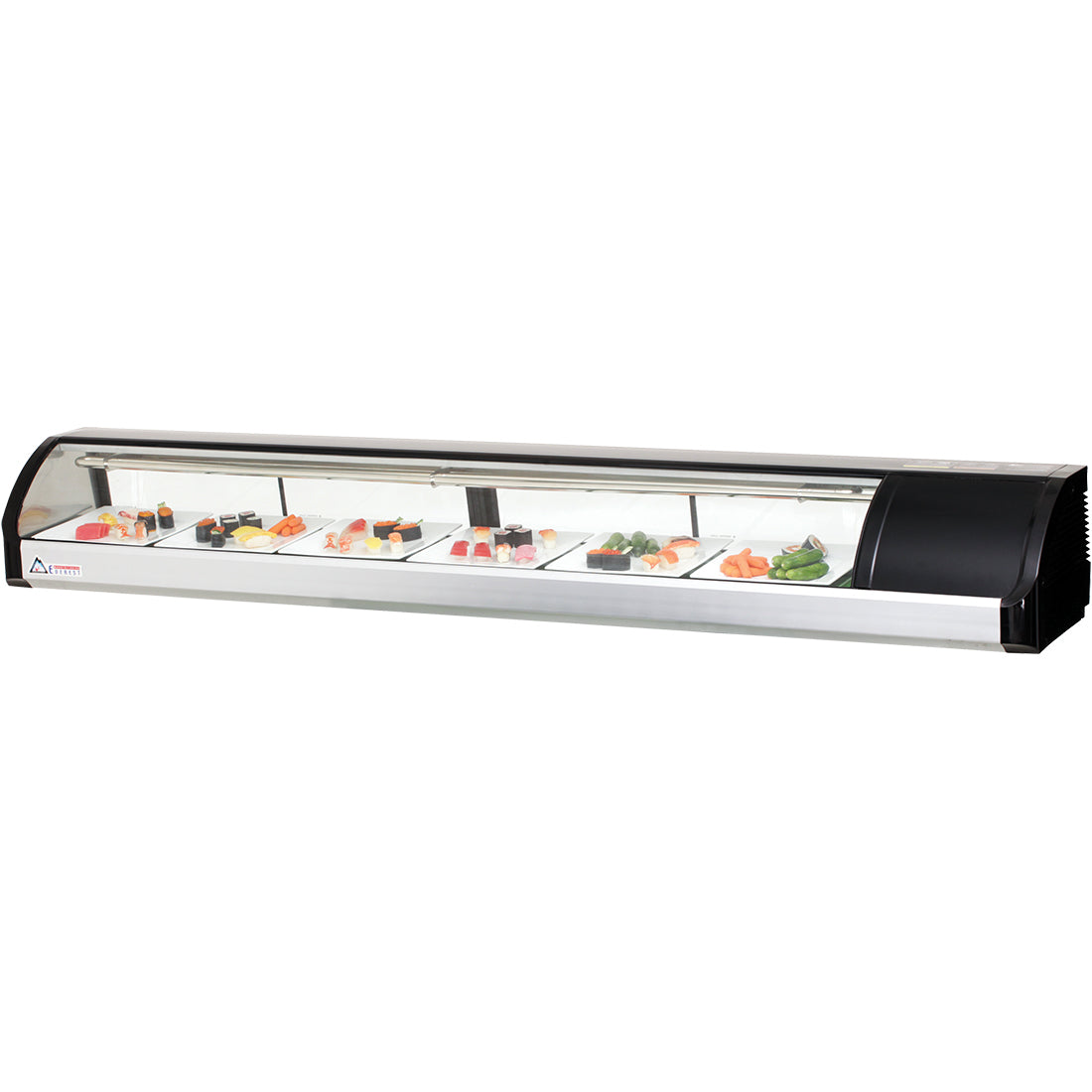 Everest ES Series-ESC83R Right Compressor Curved Glass Refrigerated Sushi Case - 3 Cu. Ft.