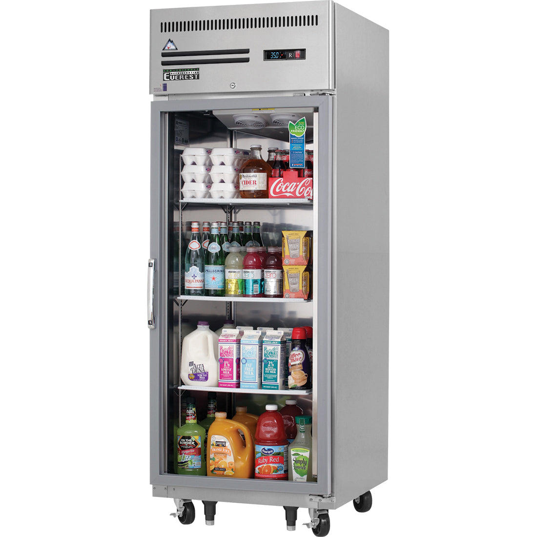 Everest ES Series-ESGR1 One Section Glass Door Upright Reach-In Refrigerator - 23 Cu. Ft.