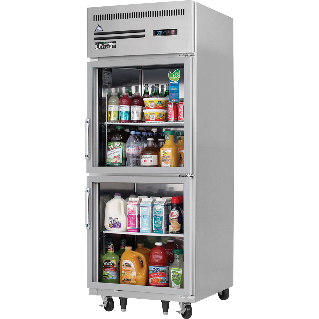 Everest ES Series-ESGRH2 Upright Reach-in Glass Door Refrigerator