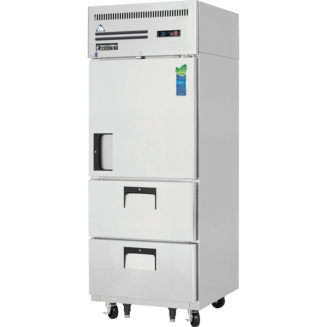 Everest ES Series-ESR1D2 One Section Half Door and Drawer Combo Upright Reach-In Refrigerator - 23 Cu. Ft.