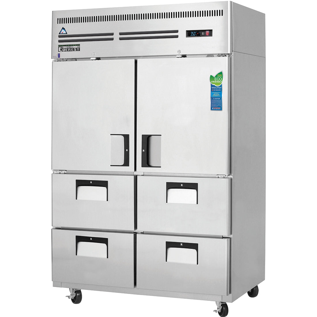 Everest ES Series-ESR2D4 Two Section Two Half Door and Drawer Combo Upright Reach-In Refrigerator - 48 Cu. Ft.