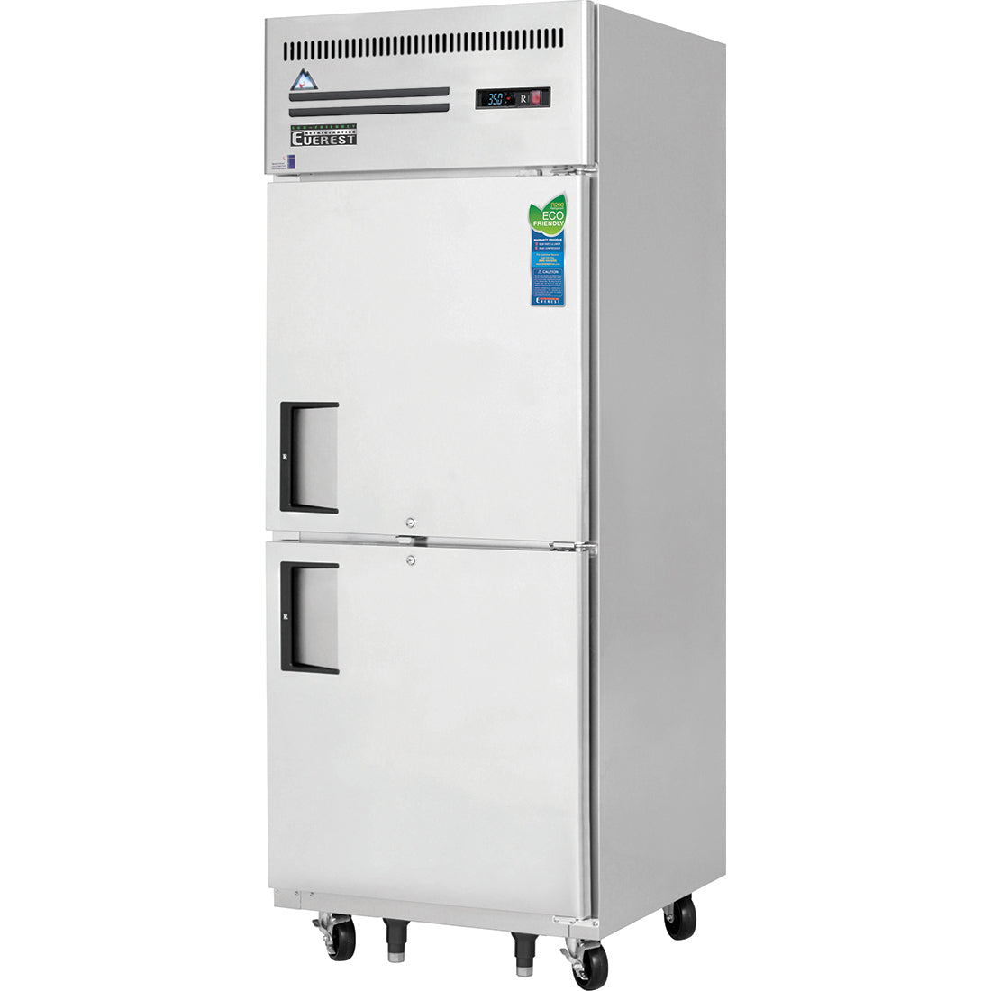 Everest ES Series-ESRH2 One Section Two Half Door Upright Reach-In Refrigerator - 23 Cu. Ft.