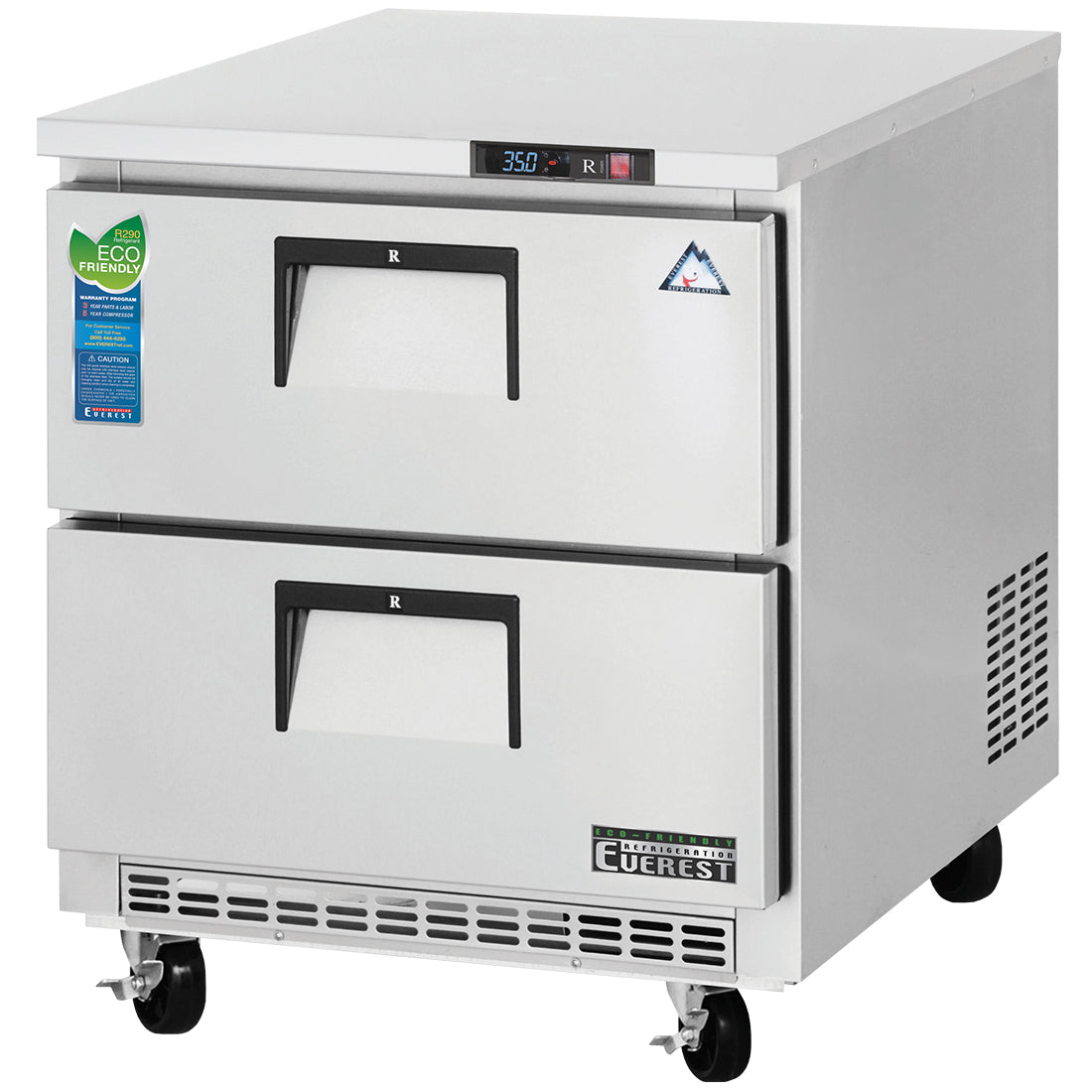 Everest ET Series-ETBR1-D2 One Section Two Drawer Back Mount Undercounter Refrigerator - 7.5 Cu. Ft.