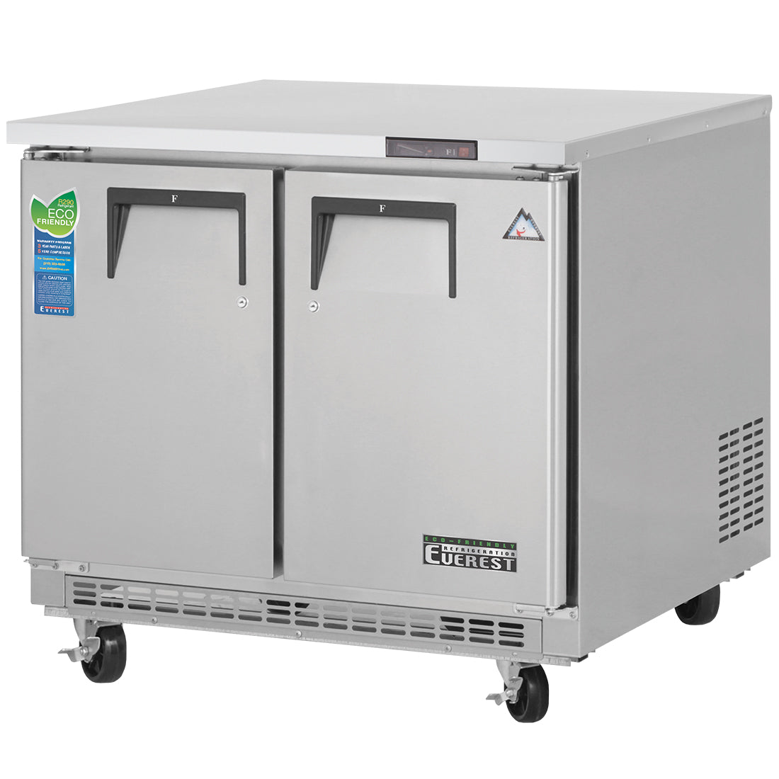 Everest ET Series-ETBSF2 Two Section Back Mount Undercounter Freezer - 10 Cu. Ft.