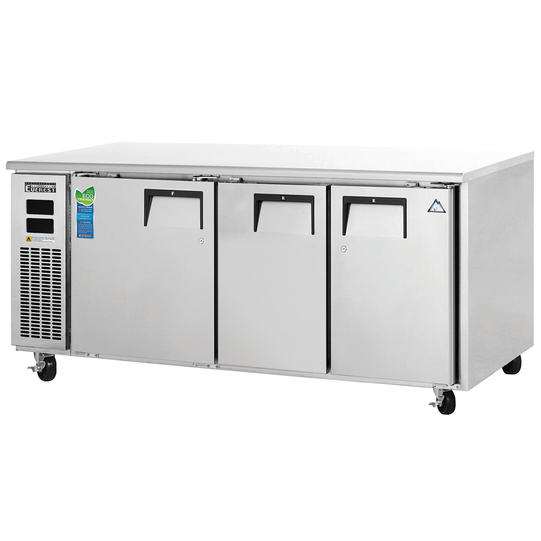 Everest ET Series-ETRF3 Three Section Side Mount Undercounter Dual Temp Refrigerator/Freezer - 23 Cu. Ft.