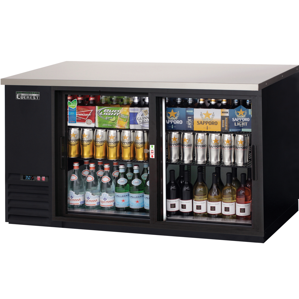 Everest EB Series-EBB69G-SD Black Two Section Sliding Glass Door Back Bar Cooler - 20 Cu. Ft.