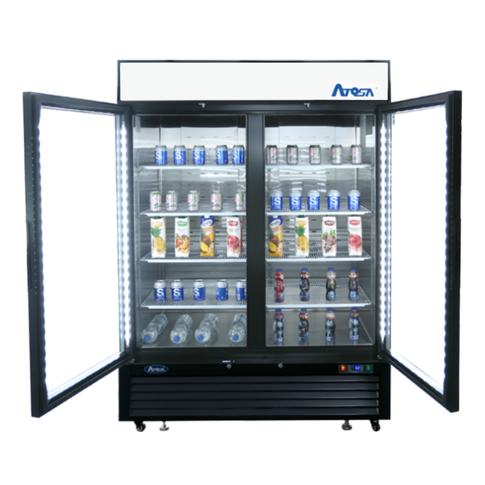 Atosa - MCF8721ES - Black Cabinet Two (2) Glass Door Merchandiser Freezer