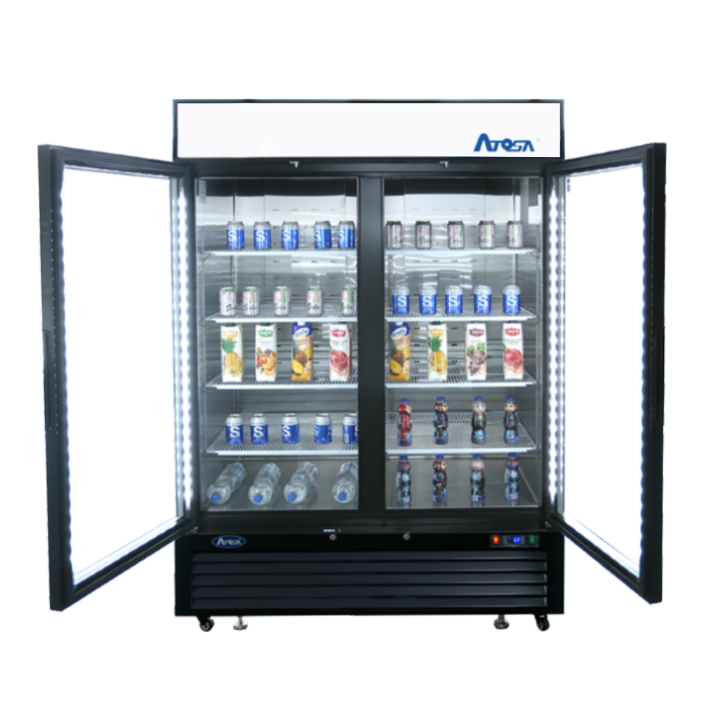 Atosa - MCF8723GR - Black Cabinet Two (2) Glass Door Merchandiser Cooler