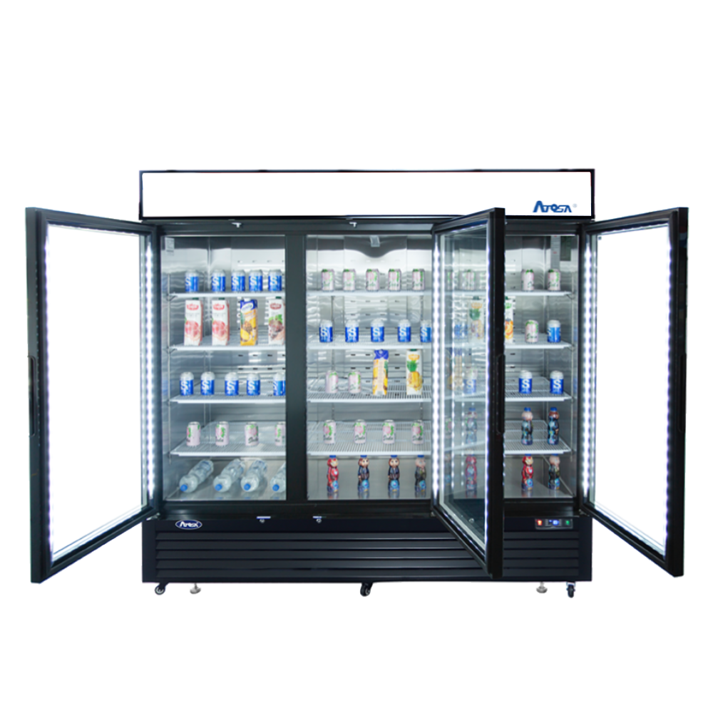 Atosa - MCF8724GR - Black Cabinet Three (3) Glass Door Merchandiser Cooler