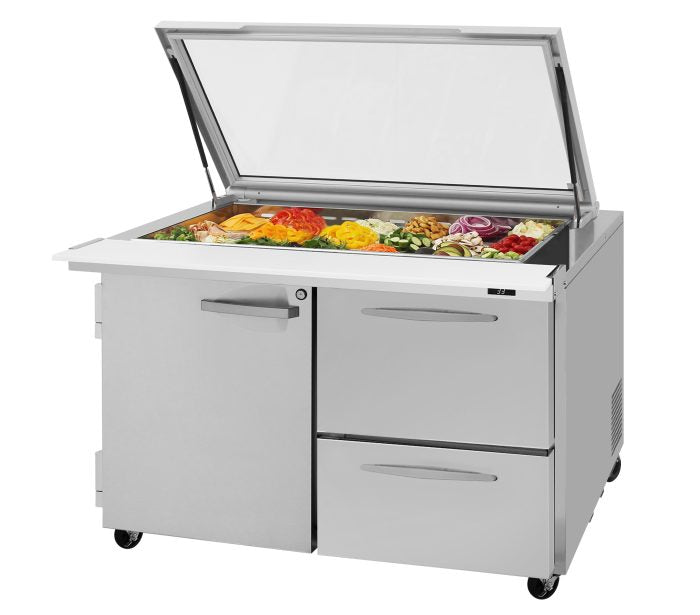 Turbo Air PST-48-18-D2R(L)-N-GL PS Series Mega Top Sandwich / Salad Unit Refrigerated Counter