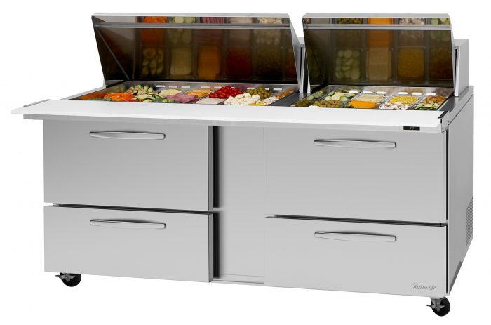 Turbo Air PST-72-30-D4-N-SL PS Series 72" Mega Top Refrigerated Sandwich/Salad Prep Table
