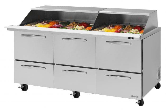 Turbo Air PST-72-30-D6-N-SL PS Series 72" Mega Top Refrigerated Sandwich/Salad Prep Table