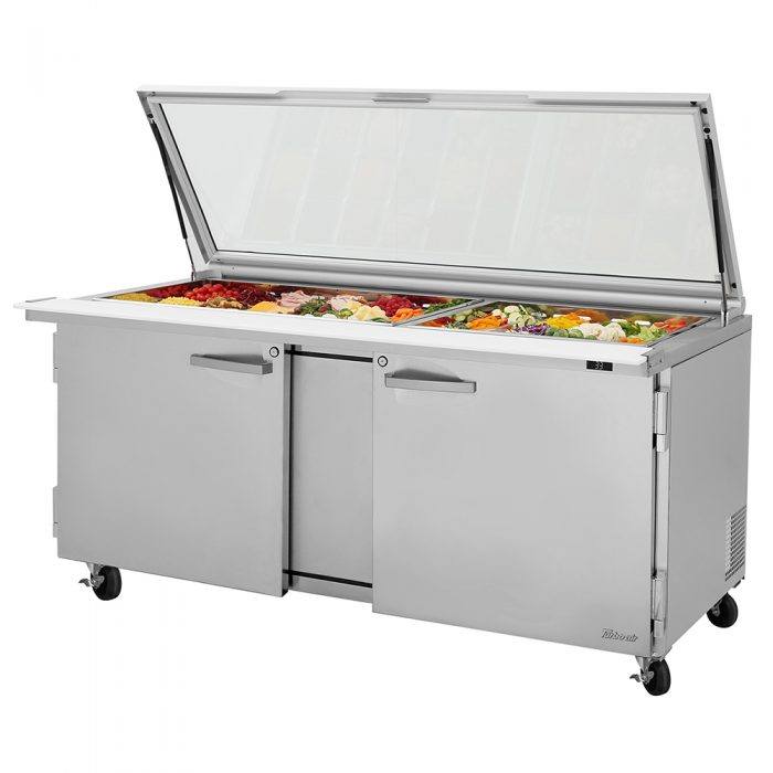 Turbo Air PST-72-30-N-GL PS Series 72 5/8" Sandwich/Salad Prep Table w/ Refrigerated Base, 115v